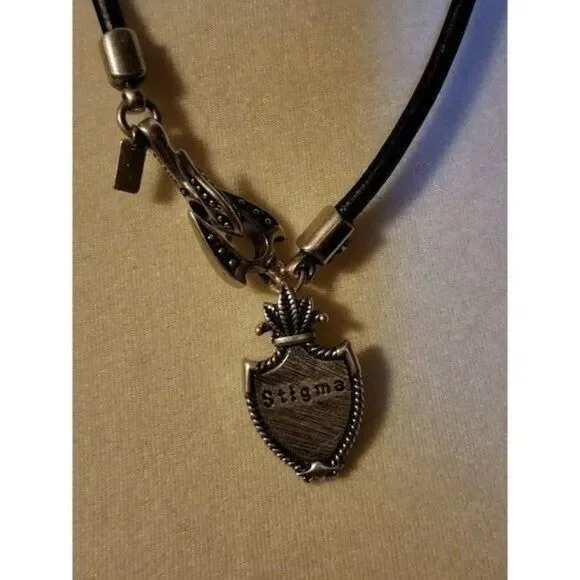 Leather Necklace Crest Man Gothic Family Crest Cross - Picture 7 of 10